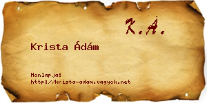 Krista Ádám névjegykártya